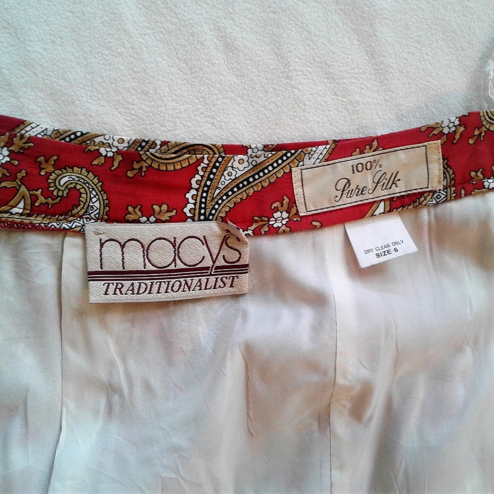 SOLD! Vintage Macy's Silk Red Paisley Maxi Skirt - Picture 4 of 8